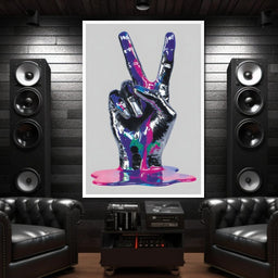 Neon Drip Victory Hand Statement - NicheCanvas