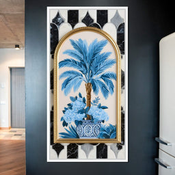 Tropical Elegance Flourish in Blue - NicheCanvas