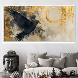 Eagle Soar Under Golden Moon - NicheCanvas