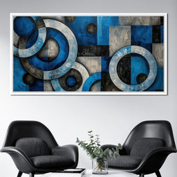 Geometric Blue Spheres Dance - NicheCanvas