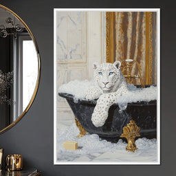 Majestic Snow Leopard Soak in Luxury - NicheCanvas