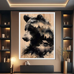 Bear Forest Cabin Reflections - NicheCanvas