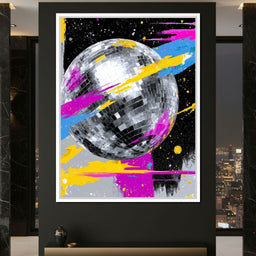 Neon Disco Ball Galaxy Pop - NicheCanvas