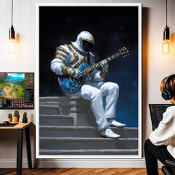 Celestial Guitarist on Lunar Steps - NicheCanvas