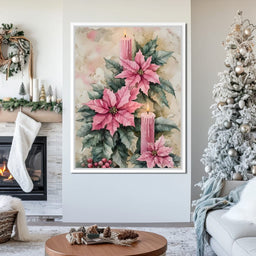 Festive Poinsettia Candle Glow - NicheCanvas