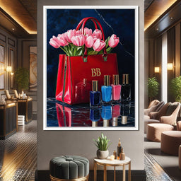 Crimson Nail Polish & Tulip Adornments - NicheCanvas