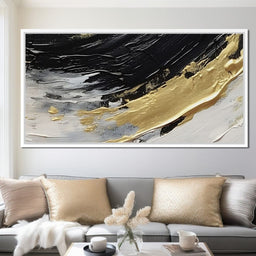 Golden Current Abstract Landscape - NicheCanvas