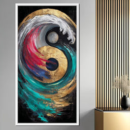 Golden Yin Yang Ocean Surge - NicheCanvas