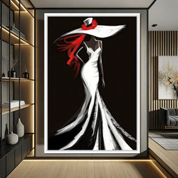 The White Dress - Sable Elegance with Flare - NicheCanvas