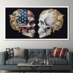 Gilded Patriotic Skull Confront - NicheCanvas