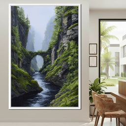 Emerald Gorge Stone Bridge River - NicheCanvas