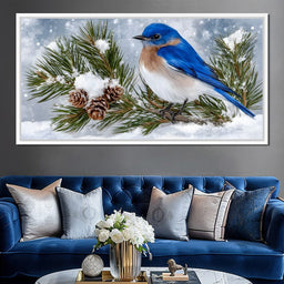 Snowy Bluebird Tranquility - NicheCanvas