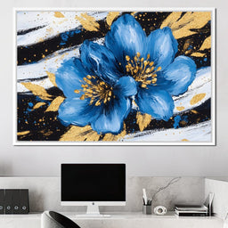 Blue Petals Midnight Bloom - NicheCanvas