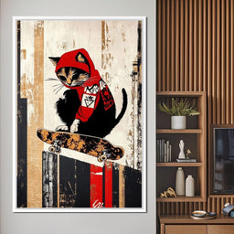 Feline Skateboarder - NicheCanvas