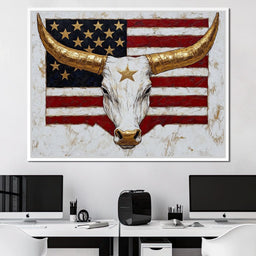 Golden Longhorn Patriotic Pride - NicheCanvas