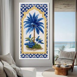 Tropical Elegance Blue Palm - NicheCanvas