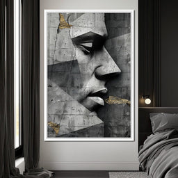 Monochrome Geometric Visage - NicheCanvas