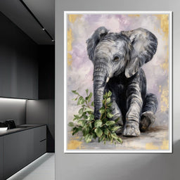 Gentle Elephant Calf Portrait - NicheCanvas