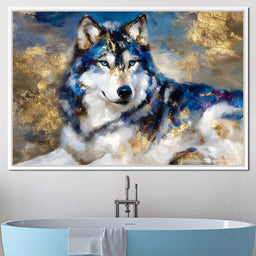 Sapphire Wolf Gold Radiance - NicheCanvas