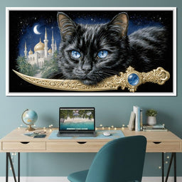 Moonlit Panther Of Golden Minarets - NicheCanvas