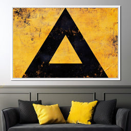 Yellow Grunge Triangle Signage - NicheCanvas