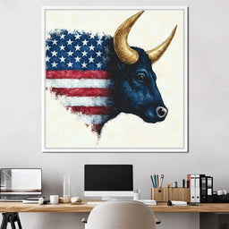 Patriotic Majestic Bull Symbol - NicheCanvas