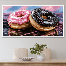 Cosmic Confectionery Over Neon Grids - NicheCanvas