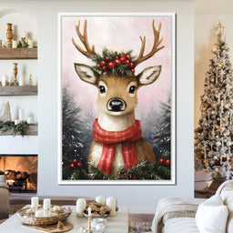 Holiday Reindeer Berries Cheer - NicheCanvas