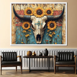 Sunflower Skulls Vintage Charm - NicheCanvas