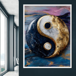 Golden Yin Yang Balance Flow - NicheCanvas