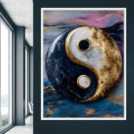 Golden Yin Yang Balance Flow Canvas Print