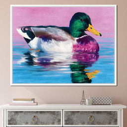 Vivid Mallard Duck Reflections - NicheCanvas