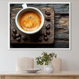 Espresso Essence on Rustic Wood - NicheCanvas