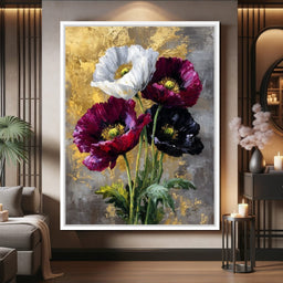 Gilded Poppies Quartet - NicheCanvas