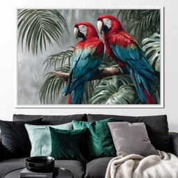 Tropical Macaw Duo Rainforest - NicheCanvas