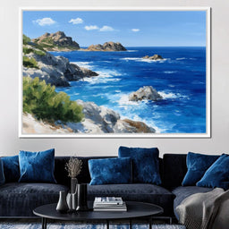 Rocky Coastline Ocean View Oil Painting - NicheCanvas