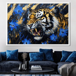 Fierce Tiger in Wild Blooms - Alicia Smith - NicheCanvas