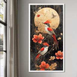 Golden Birds and Blossoms Fantasy - NicheCanvas