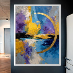 Golden Crescent Over Blue Sky - NicheCanvas