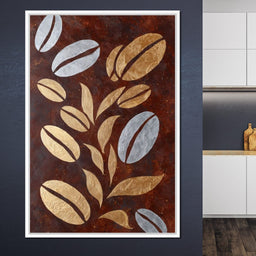 Golden Coffee Beans Botanical Flow - NicheCanvas