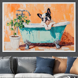 French Bulldog in the Tub - NicheCanvas