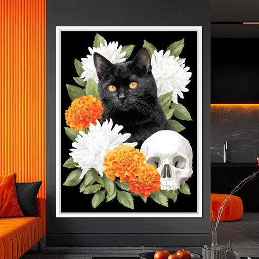 Nocturnal Feline Memento Bouquet Canvas Print