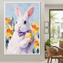Pastel Easter Bunny With Egg - NicheCanvas