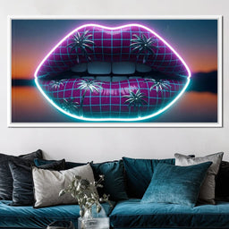 Neon Lips Oasis Reflection - NicheCanvas