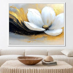 Golden Petals Onyx Dance - NicheCanvas