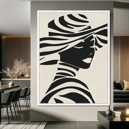 Monochrome Elegance Lady Silhouette - NicheCanvas