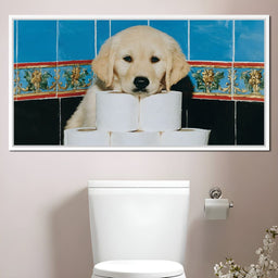 Golden Puppy Bathroom Roll Capers - NicheCanvas