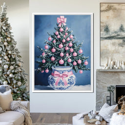 Holiday Fir With Pink Baubles - NicheCanvas