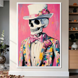 Floral Dapper Skeleton Elegance - NicheCanvas