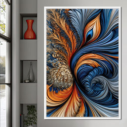 Cobalt And Ember Plume - TooplesArt - NicheCanvas